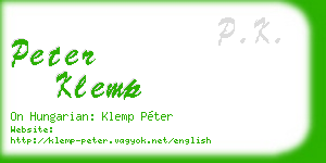 peter klemp business card